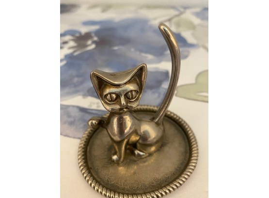 Silver Plated Cat Jewelry Holder