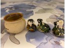 Miniature Tonala Pieces:  1 Pot, 3 Birds