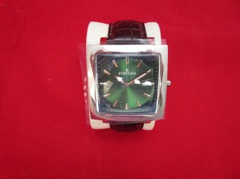 Puredial Square Legacy Mens Wrist Watch Green Face.