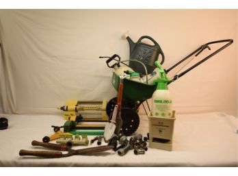 Lawn And Garden Maintenance Tools With Lawn Spreader.