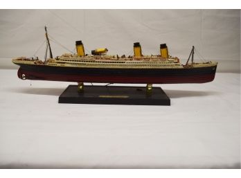 Vintage Illuminated Titanic Model On Wood Base