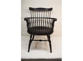 Vintage Black Spindle Back Chair With Cushion