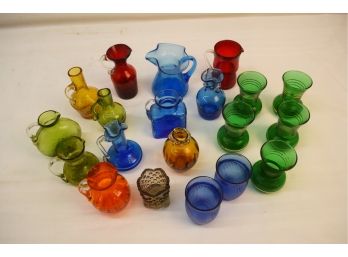 20 Vintage Colored Glass Decorative Bottles