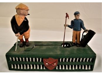 Vintage Reproduction Cast Iron Golfing Bank
