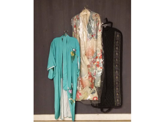 2 Silk Kimonos And A Vera Bradley Garment Bag