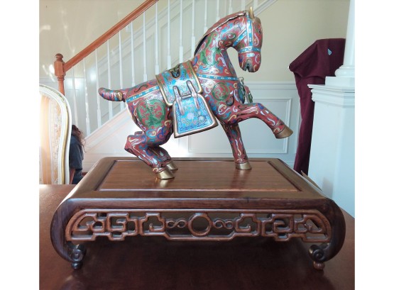 Cloisonne Horse With Stand