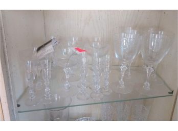 Set Of Tiffin Glass Stemware Delores Pattern In 3 Sizes