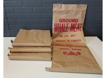 7 Brown Paper Bags Labeled Ground Whale Meat