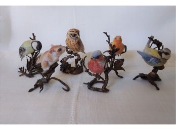 Albany England Porcelain And Metal Signed Birds