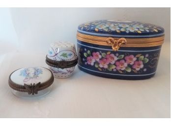 3 Hand Painted Dresser And Pill Boxes