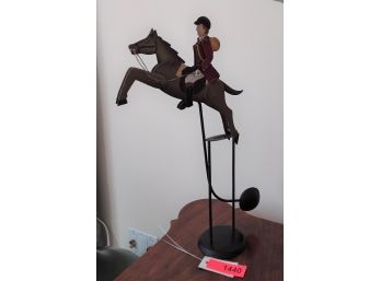 Jockey On Horseback Whirligig On Stand
