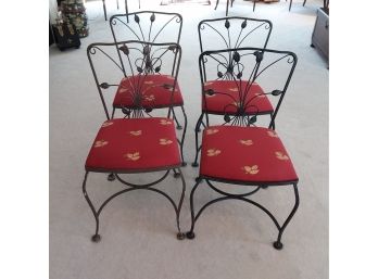 Set Of 4 Metal And Upholstered Chairs