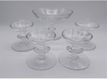 Set Of Val St. Lambert Center Compote And 4 Candlesticks