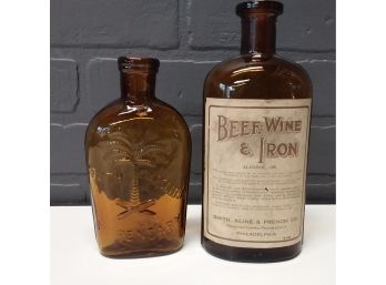 2 Vintage Glass Bottles