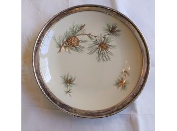 Rosenthal Porcelain Charger With Sterling Silver Rim