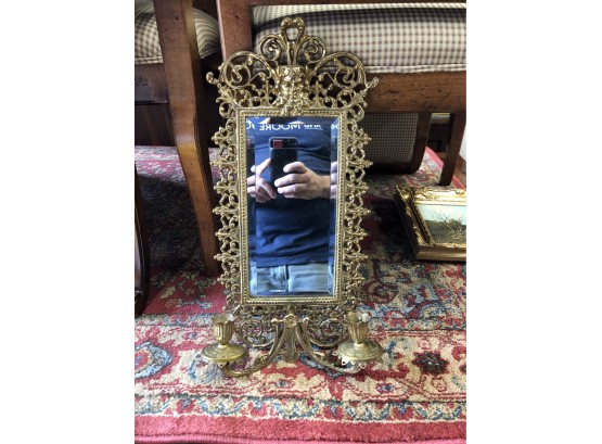 Brass Baroque Style Mirrored Sconce