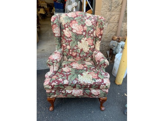 Floral Upholstery Wing Back Chair By Conover