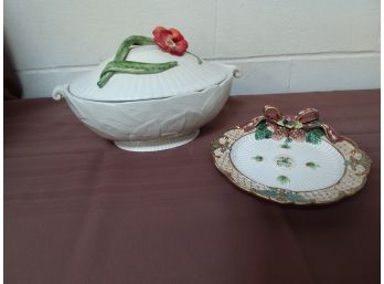 Fitz And Floyd Covered Dish And Plate