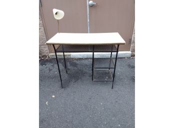 Mid Century Hairpin Student Desk With Lamp