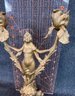 Vintage Candlestick Art Nouveau Woman Figure Candleholder 12' Pot Metal Missing Two Leaves
