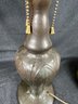 Beautiful Handel Bronze Lamp 24' Marked Twice Signed Base And Shade