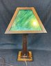 1900's Arts And Crafts Oak Lamp 13x24' Slight Damage See Photos