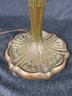 Beautiful Two Color Slag Glass Cast Iron  Lamp 23' Tall  Shade 14' Top Piece Missing See Photos