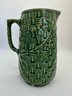 F88 Early Unmarked Green Stoneware Pitcher 6x9' (little Chip)