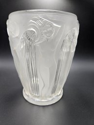 F38 R. Lalique Danaides, Nude Women With Jug Frosted Art Deco Vase 6x7'