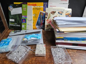 R90 - Lot Of Office Supplies - Paper - Labels - Photo Paper - Thumbtacks - Glue Gun - LOCAL PICKUP ONLY