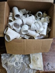 R190 - Various PVC Pipe And Other Parts Lot For Home Whole House Vacuum - Box - LOCAL PICKUP ONLY
