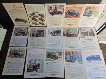 M57 - Lot Of 15 - The New Chevrolet Six Advertisements - 8.5' X 11'