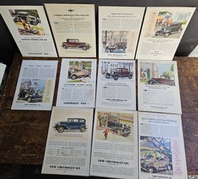 M58 - Lot Of 11 - The New Chevrolet Six Advertisements - 8.5' X 11'