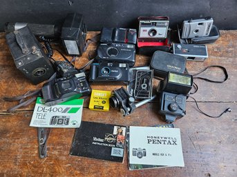 M65 - Camera Lot - Miscellaneous Items Including Cameras Filters Flashes And Other Items - See Photos
