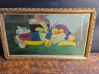 M97 - Still Life Oil On Paper - Framed - Unsigned - 24'x14' - LOCAL PICKUP ONLY
