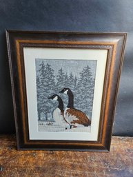 M101 - Geese Needlepoint Framed - 19.75'x24' - LOCAL PICKUP ONLY