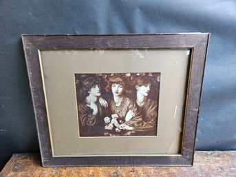 M107 - Three Ladies Print Framed - 26.5'x20.5' - Damaged Glass - LOCAL PICKUP ONLY