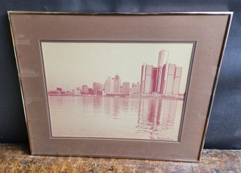 M108 - William Plante Photograph Of Detroit Waterfront - Signed - 24'x20.5' - LOCAL PICKUP ONLY