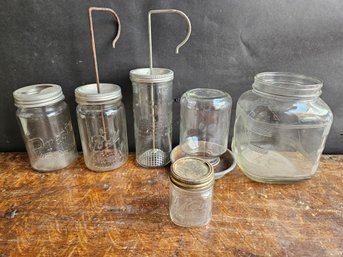 M230 - Miscellaneous Glass Lot Mayonnaise Makers Feeder Jars Various Sizes - LOCAL PICKUP ONLY