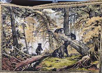 M262 - Bears Tapestry - 48'x72' Has Some Edge Tears - See Photos For Conditon