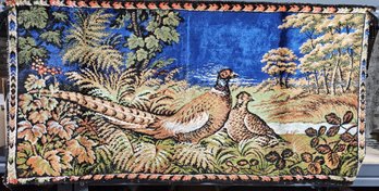 M264 - Pheasant Tapestry - 36.5'x19' - Some Light Wear Corner Tears - Made In Italy