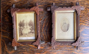 Two 1890's Walnut Frames Each 7x9' With Old Cabinet Cards