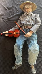 C7 Large Porcelain Boy Doll Fiddler 3' Tall