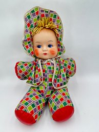 T15 1950-60's Cloth Doll With Plastic Face ' Lazy Baby' By Doll Craft
