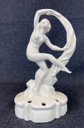 #3 Nude Woman Nymph Flower Frog Art Deco Nouveau German Porcelain Coronet Figurine 6'