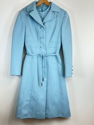 V11 1950's Lilly Ann Knit Powder Blue Lined Knit Dress And Jacket Small