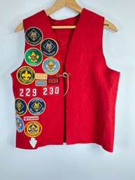 V17 1970-80's Red Felt Boy Scout Vest *amazing Patches*