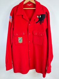 V18 1970's Red Wool Official Boy Scout Jacket Size 48 Long