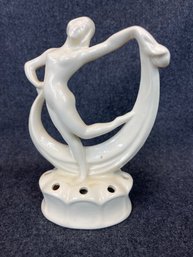 #12 Nude Woman Nymph Flower Frog Art Deco Nouveau German Porcelain Coronet Figurine 7'