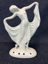 #14 Nude Woman Nymph Flower Frog Art Deco Nouveau German Porcelain Coronet Figurine 8'